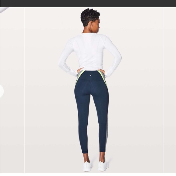 Lululemon Kick Serve Sweat Tight 25" -True Navy Heathered Slate / Sheer Lemon - Picture 2 of 15